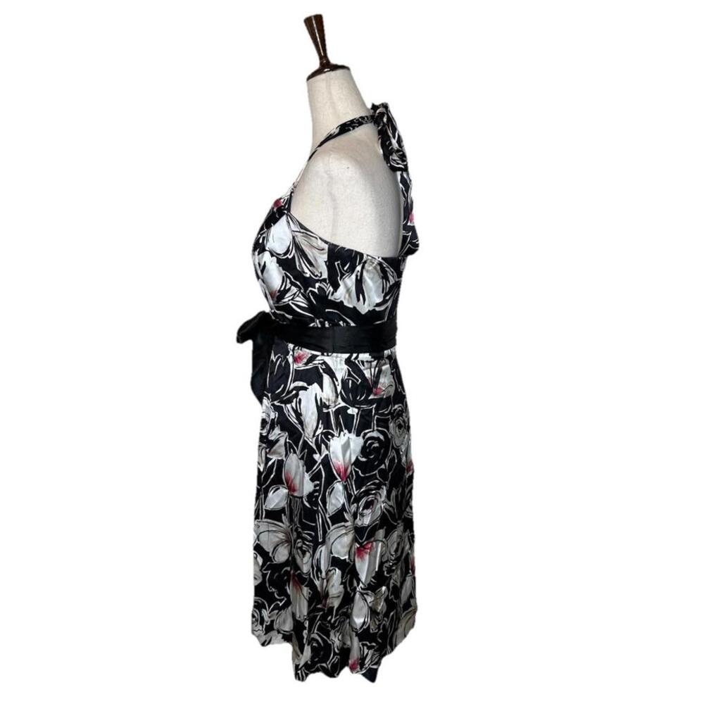 White House Black Market 100% Silk Size 6 Floral Print Halter Dress Tie Waist - Picture 3 of 9